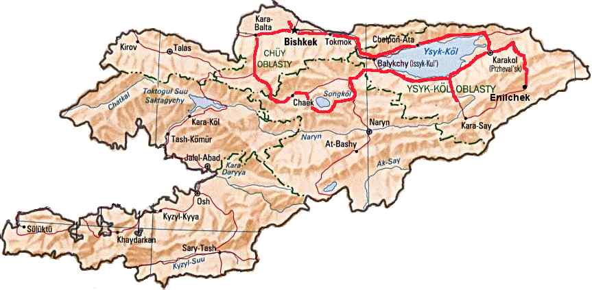 Landkarte Kirgistans